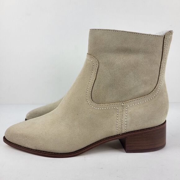 Cole Haan Naia Pointed Toe Block Heel Booties Women's Light Beige Size 7.5B - Picture 2 of 12